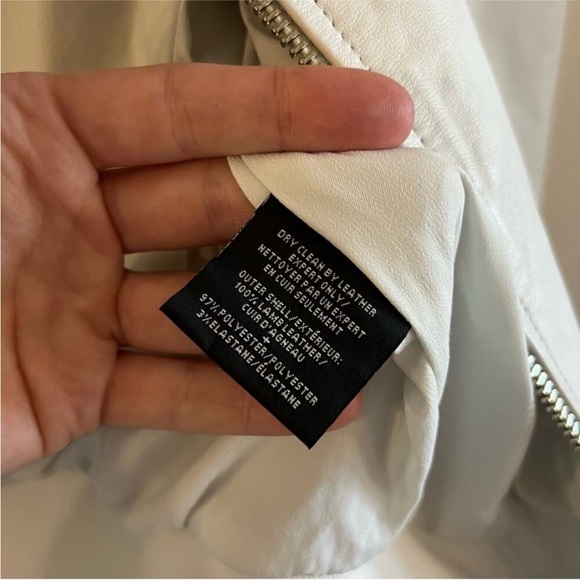 1019 Lamarque White Leather Puff Shoulder Full Zip Jacket - Picture 3 of 4